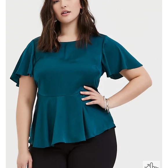 torrid Tops - Torrid Dark Teal Charmeuse Babydoll Blouse. Size 0X. NWT.